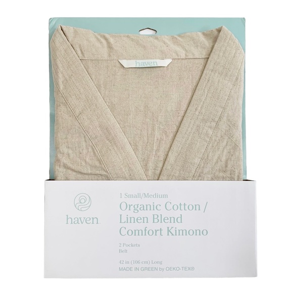 Tan Organic Cotton & Linen Blend Kimono Robe- ONLY 1 LEFT! - Picture 8 of 12